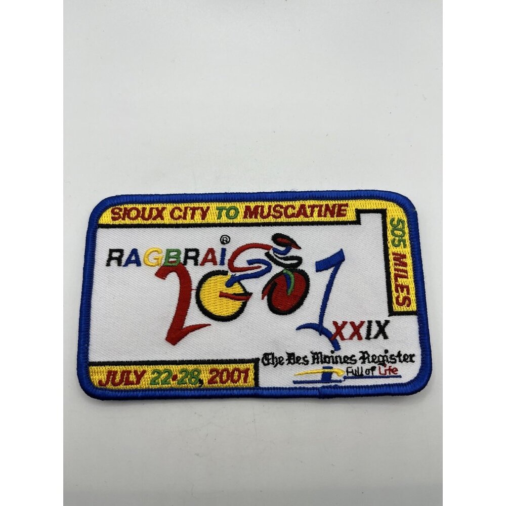 2001 RAGBRAI XXIX Sew on Patch Des Moines Iowa Cycling Biking